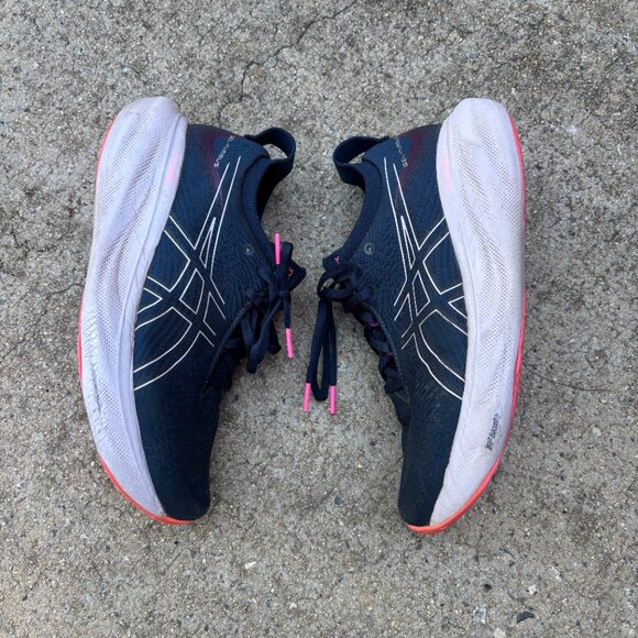 Asics Shoes Gel-Nimbus 25 Mens 8.5 Wide Navy White Pink Accent Running Walking, - Picture 3 of 9
